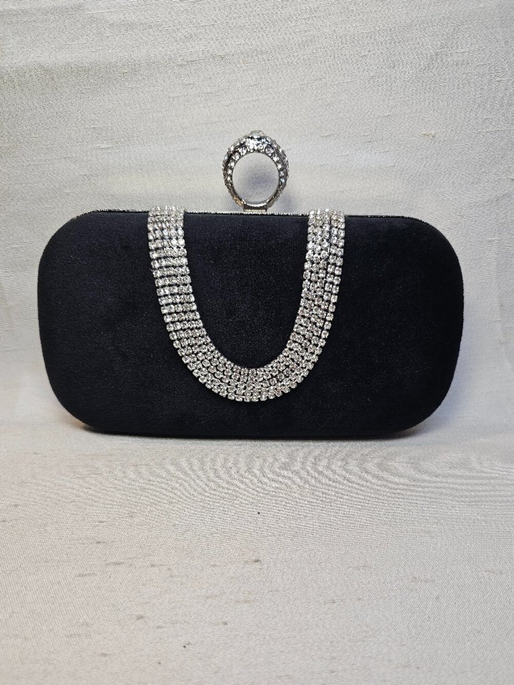 Elegant Black Clutch with Silver Accents